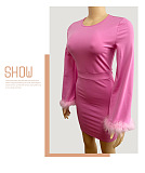 SUPER WHOLESALE | Feather Cuff Mini Dress