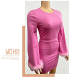 SUPER WHOLESALE | Feather Cuff Mini Dress