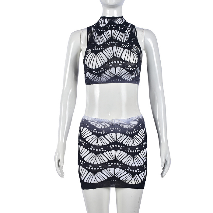 SUPER WHOLESALE | Cut Out High Elastic Skirt Set