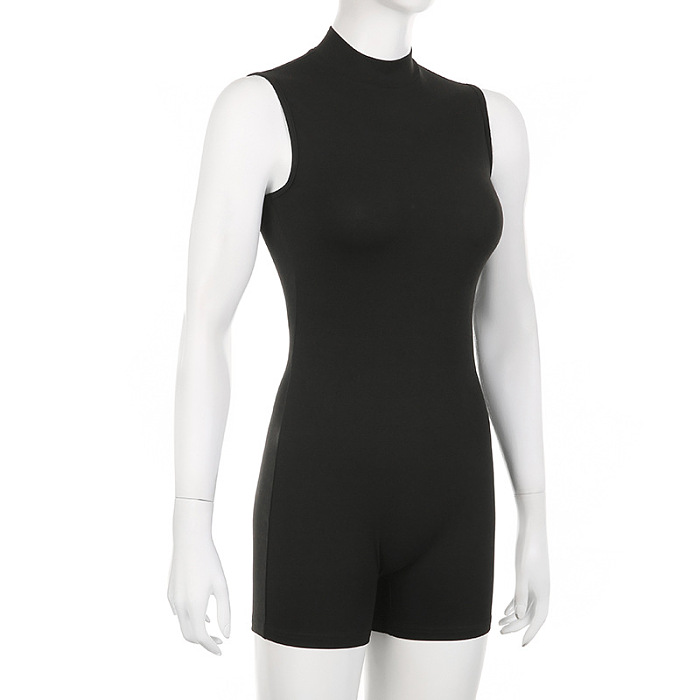 SUPER WHOLESALE | Sleeveless Sculpt Romper in Black
