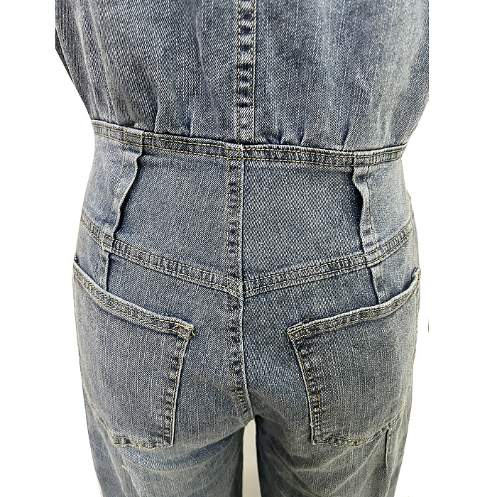 SUPER WHOLESALE | Sleeveless Half Button Up Jumpsuit