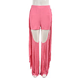 SUPER WHOLESALE |Tassel Cut-out Pants in Pink