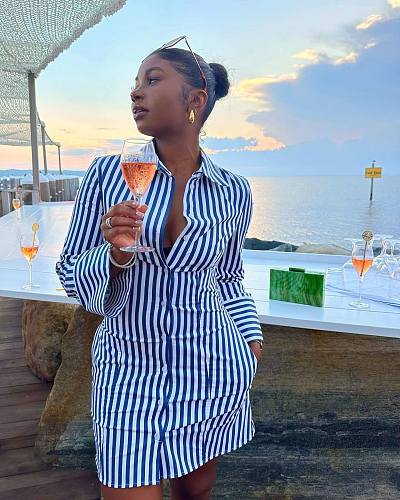 SUPER WHOLESALE | Stripy Shirt Dress