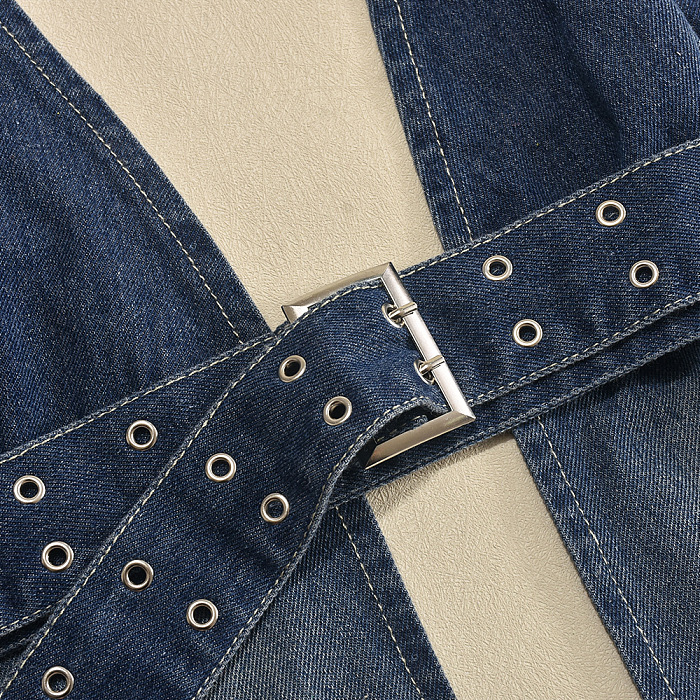 SUPER WHOLESALE | Denim Halter Top with Bucklet