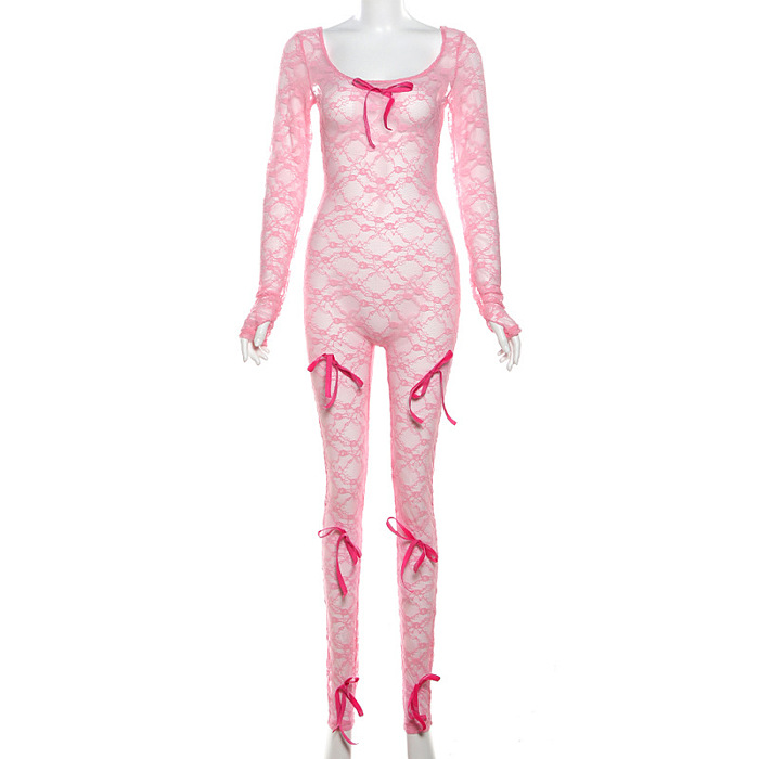 SUPER WHOLESALE |  Lace Jumpsuit with Bows
