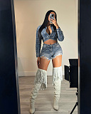 SUPER WHOLESALE |Denim Starry Shorts Set