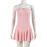 SUPER WHOLESALE | Strapless Dress with Flare Bottom