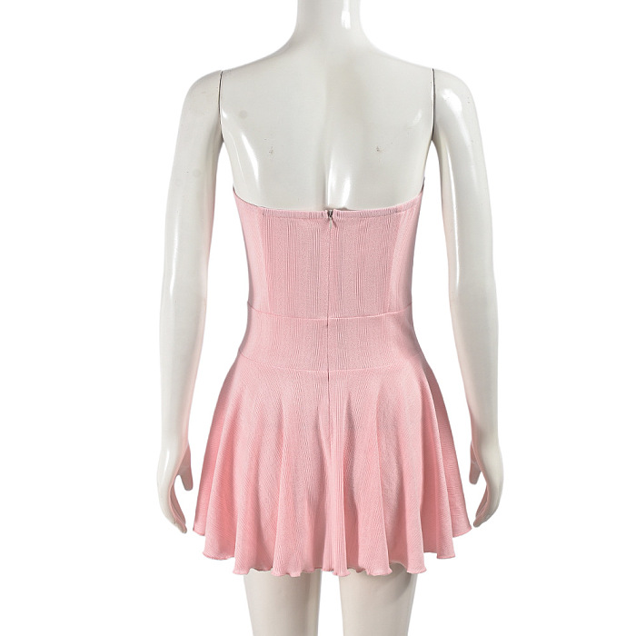 SUPER WHOLESALE | Strapless Dress with Flare Bottom