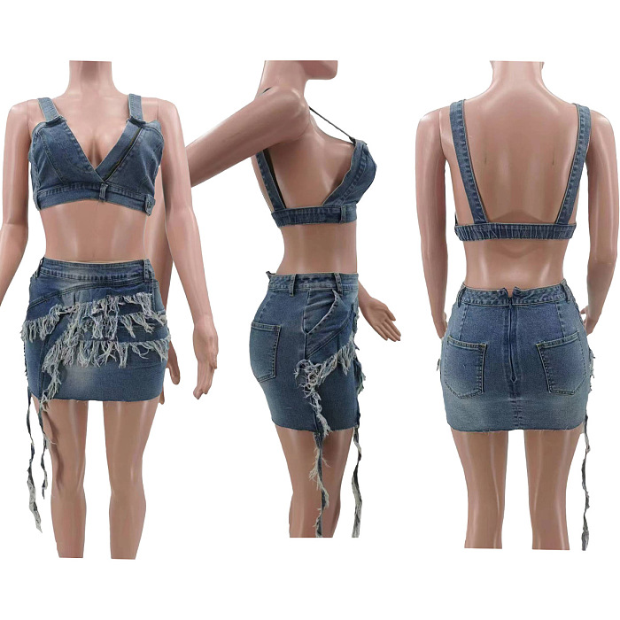 SUPER WHOLESALE | Denim Skirt Set with Tanks