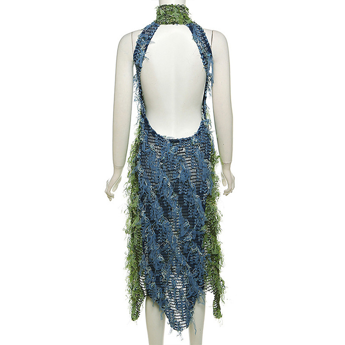 SUPER WHOLESALE | Fringe Open-back Strapless Long Dress