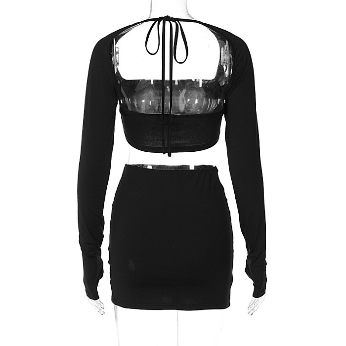SUPER WHOLESALE | Plunging Neck Skirt Set