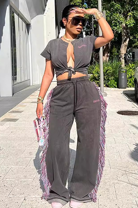 SUPER WHOLESALE | Tassel Hem Joggers