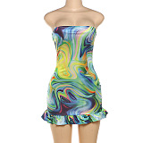 SUPER WHOLESALE | Marble Printed Strapless Dress