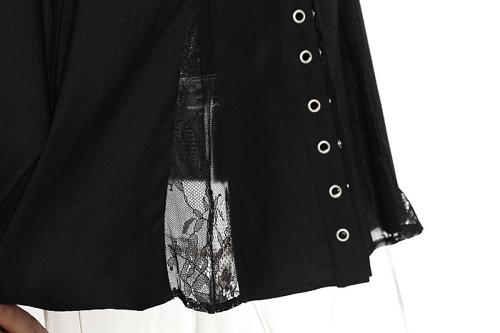 SUPER WHOLESALE | Lace Patchwork Lace Up Shirt Top