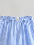SUPER WHOLESALE | Two Tones Stripe Shorts Set with Shirt Top