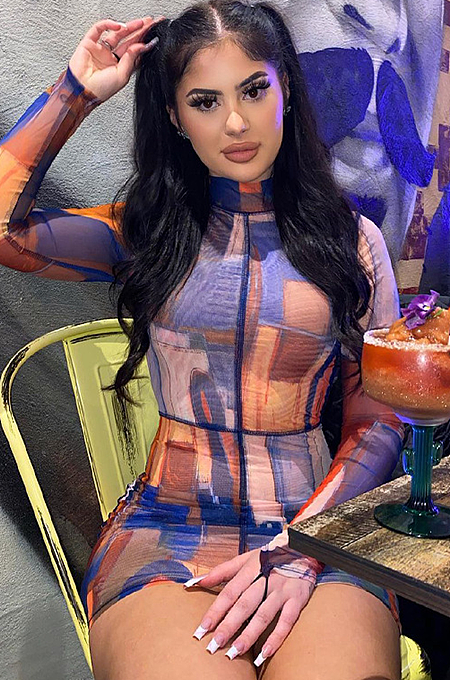 SUPER WHOLESALE | Contrast Painting Printed Mini Dress