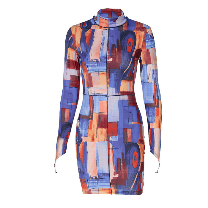 SUPER WHOLESALE | Contrast Painting Printed Mini Dress