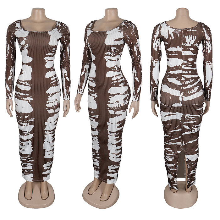 SUPER WHOLESALE | Two Tones Square Neck Long Dress