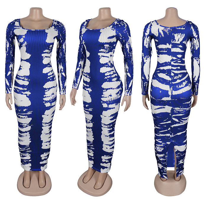 SUPER WHOLESALE | Two Tones Square Neck Long Dress