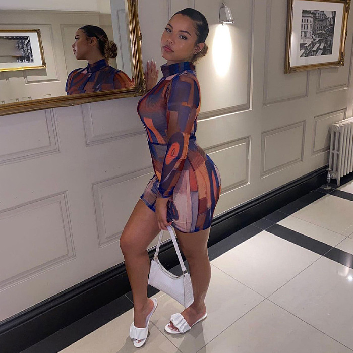 SUPER WHOLESALE | Contrast Painting Printed Mini Dress