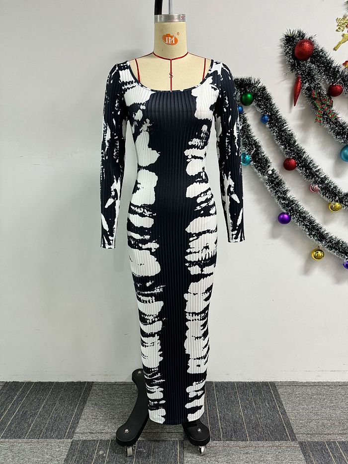 SUPER WHOLESALE | Two Tones Square Neck Long Dress