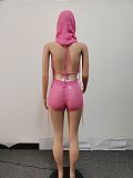 SUPER WHOLESALE | Bling Bling Sequins Shorts Set with Hoodie in Pink