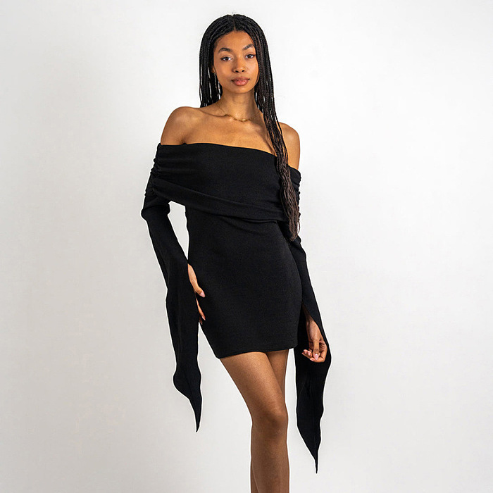 SUPER WHOLESALE | Strapless Over Length Sleeve Dress