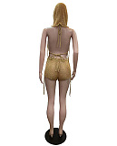 SUPER WHOLESALE | Bling Bling Sequins Shorts Set with Hoodie in Gold