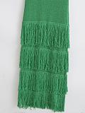 SUPER WHOLESALE | Knitted Tank Long Dress with Fringe