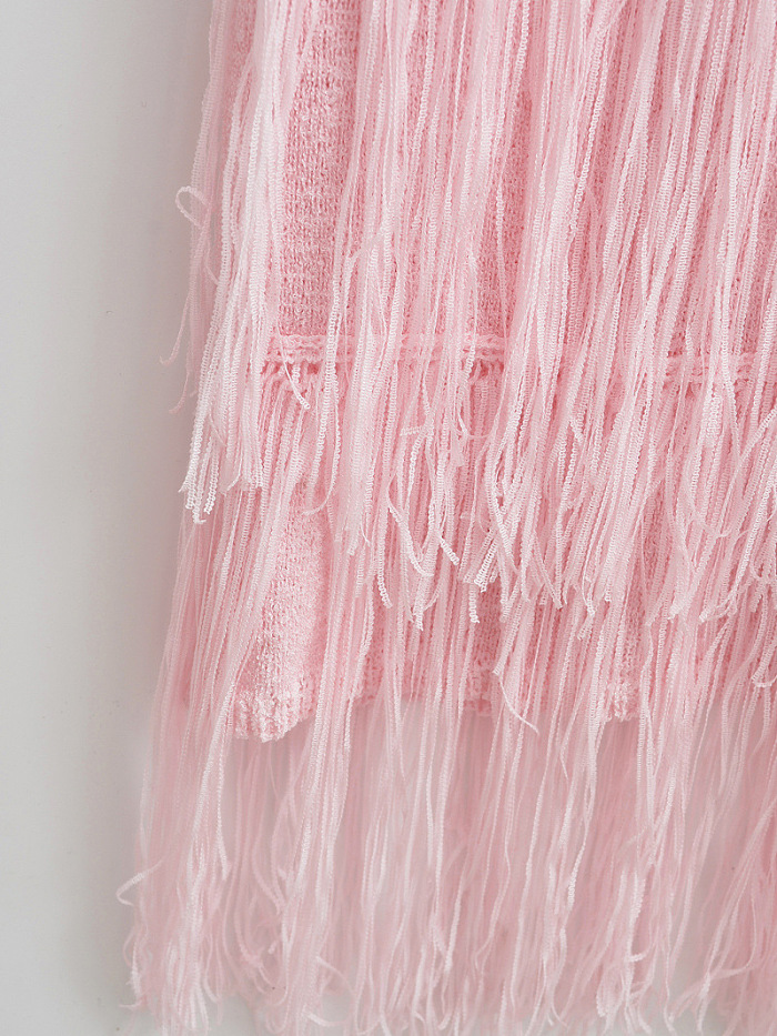 SUPER WHOLESALE | Knitted Tank Long Dress with Fringe
