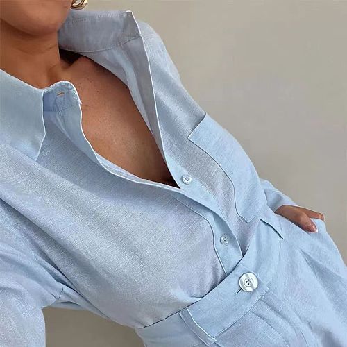 SUPER WHOLESALE | Shirt Set in Sky Blue