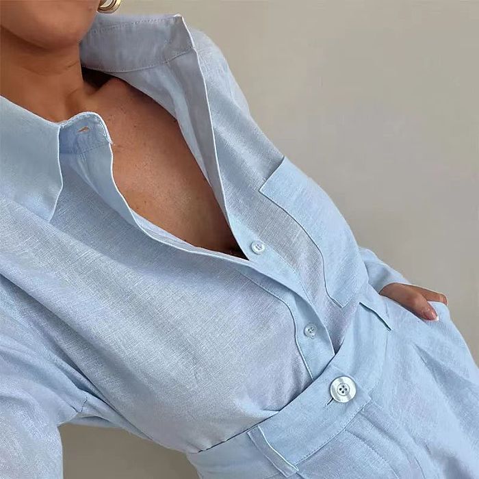 SUPER WHOLESALE | Shirt Set in Sky Blue
