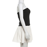 SUPER WHOLESALE | Patchwork Pleated Hem Strapless Dress