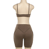 SUPER WHOLESALE | Spaghetti Strap Crop Top and High-Waisted Bodycon Bermuda Shorts Set