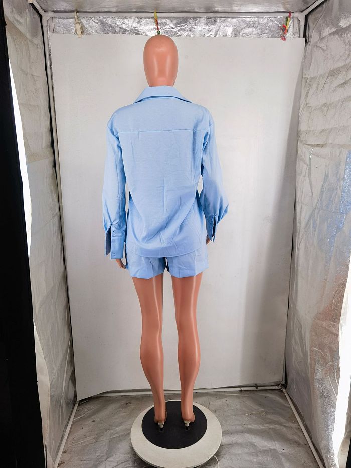 SUPER WHOLESALE | Shirt Set in Sky Blue