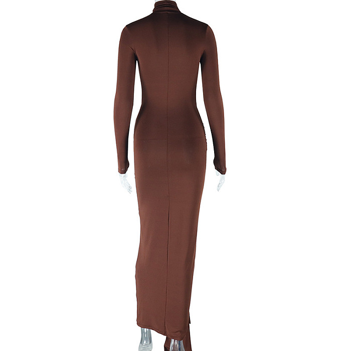 SUPER WHOLESALE | Tutle Neck Long Dress with Strip