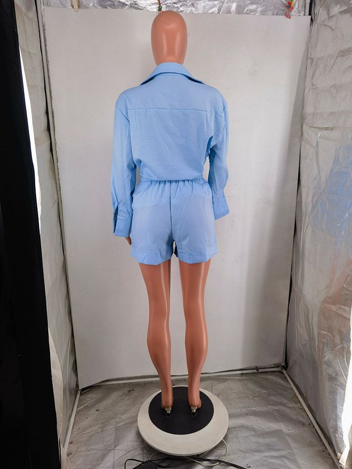 SUPER WHOLESALE | Shirt Set in Sky Blue