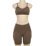 SUPER WHOLESALE | Spaghetti Strap Crop Top and High-Waisted Bodycon Bermuda Shorts Set