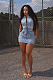 SUPER WHOLESALE | Denim Off Shoulder Top & Skirt Set