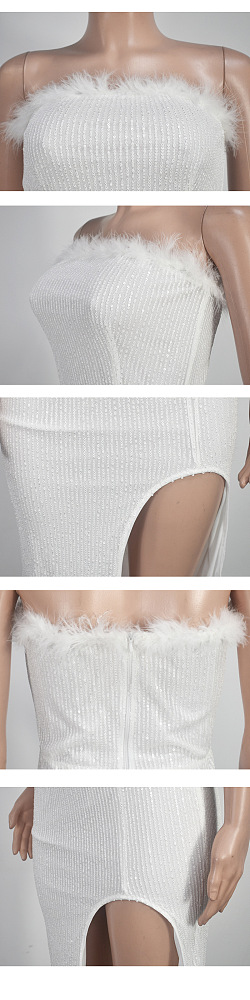 SUPER WHOLESALE | Sequins Strapless Side Split Dress