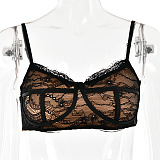 Lace See-through Floor-length  2 Piece Skirt Set with Chain