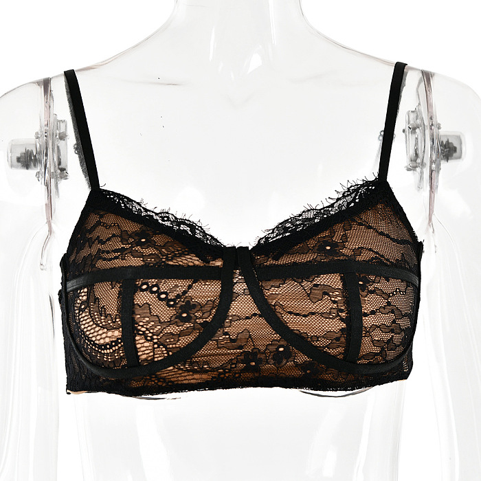 Lace See-through Floor-length  2 Piece Skirt Set with Chain