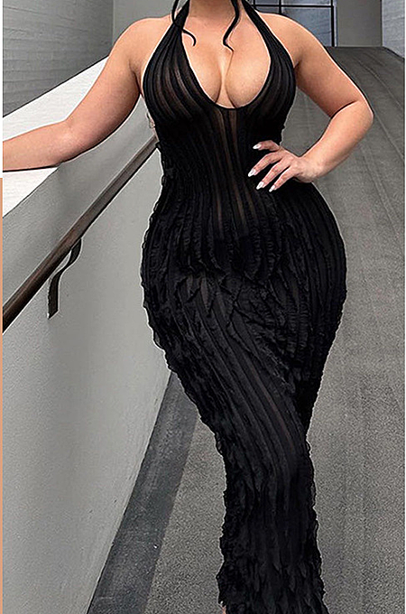 SUPER WHOLESALE | Halter Open Back Long Dress