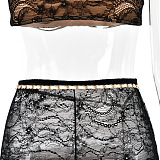 Lace See-through Floor-length  2 Piece Skirt Set with Chain