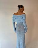 SUPER WHOLESALE | Knitted Hollow Out Off-Shoulder Long Dress Cover-Up