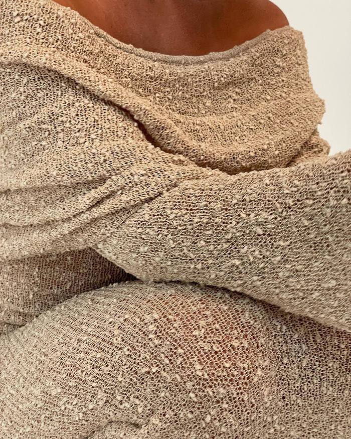 SUPER WHOLESALE | Knitted Hollow Out Off-Shoulder Long Dress Cover-Up