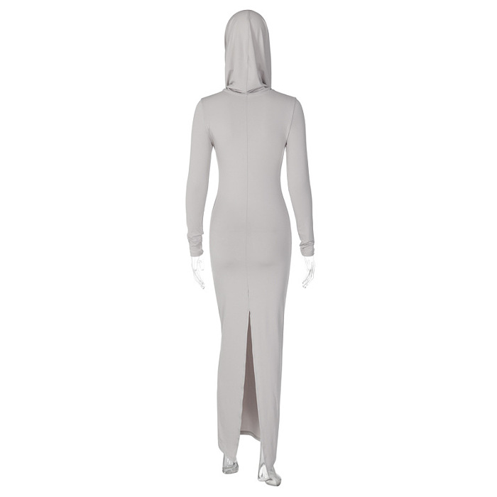 SUPER WHOLESALE |  Hoodie Long Dress in Grey