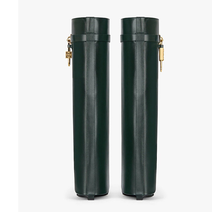 Leather Shark Leather Shark Lock Wedge Knee Length Boots