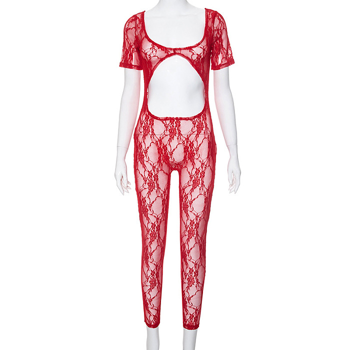 SUPER WHOLESALE | Front Hollow-out Lace Jumpsuit