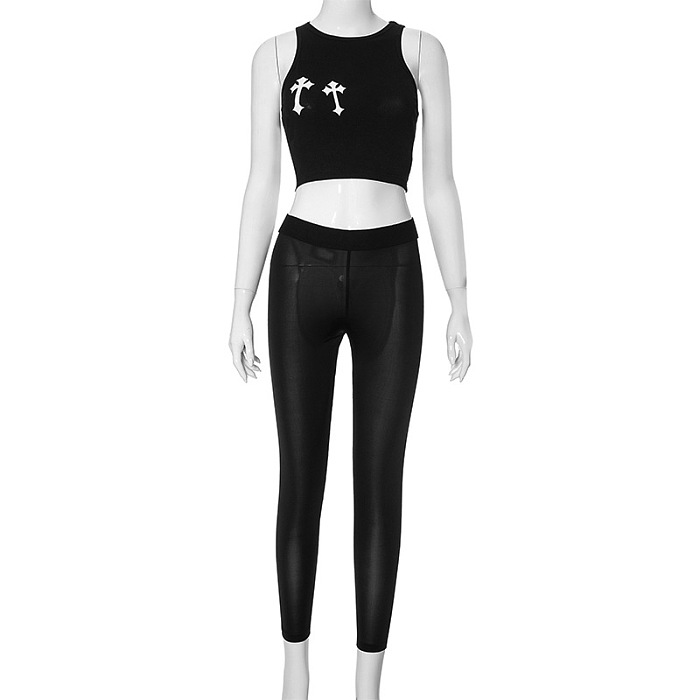 SUPER WHOLESALE | Tanks Set with Cross Printed Top